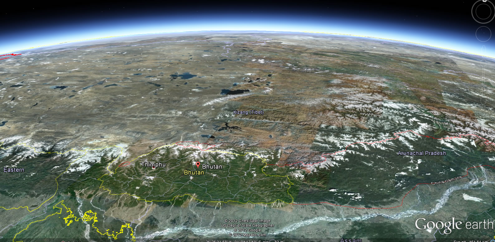 Bhoutan terre carte